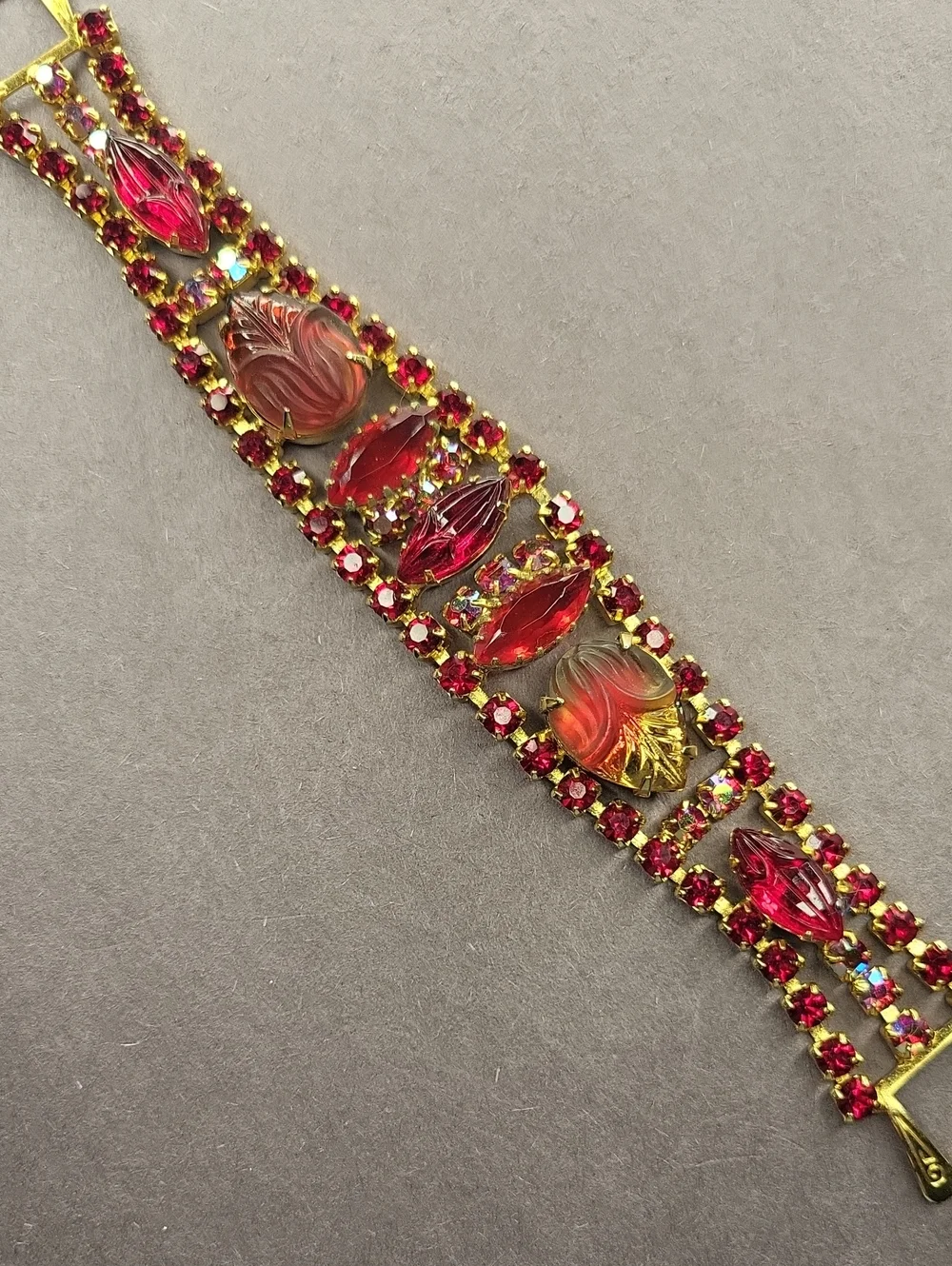 Vintage Red Rhinestone Bracelet - Picture 3 of 4